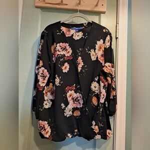 Apt. 9 Black and Pink Floral Blouse